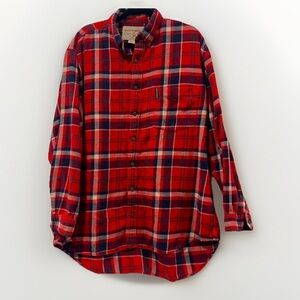 Vintage Abercrombie Classic Red Flannel Plaid Men's Shirt XL